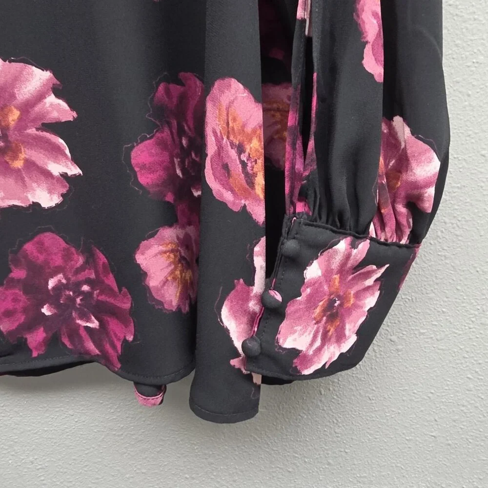 Maurices Blouse Lot 2 Womens XXL Black Floral Long Sleeve Plus Size Top Print - Picture 6 of 15